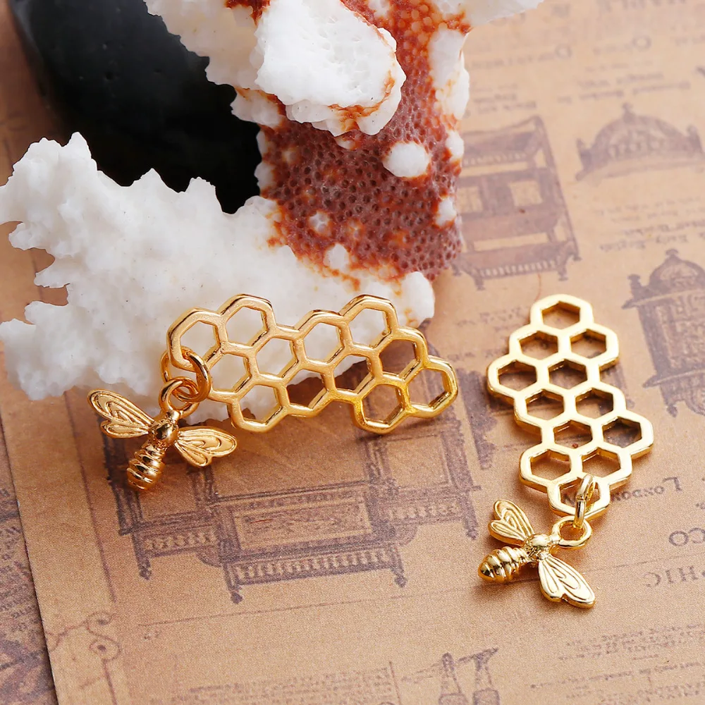 DoreenBeads цинковый сплав золотой серебряный цвет 3D Подвески сотовая пчела резные