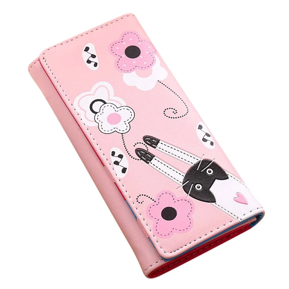 Кошелек xiniu Женский длинный с рисунком кота и цветов|wallet women luxury|wallet luxury brandlong wallet |