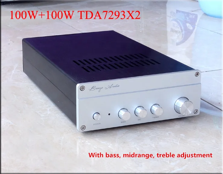 

AT100 AC220V 100W+100W TDA7293 power amplifier With bass midrange treble adjustment