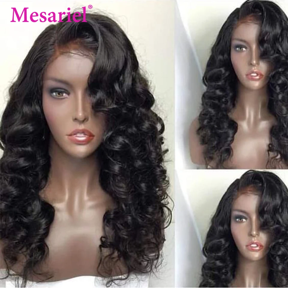 Mesariel 150% человеческие волосы на кружеве Wigs360 предварительно сорвал Remy перуанские