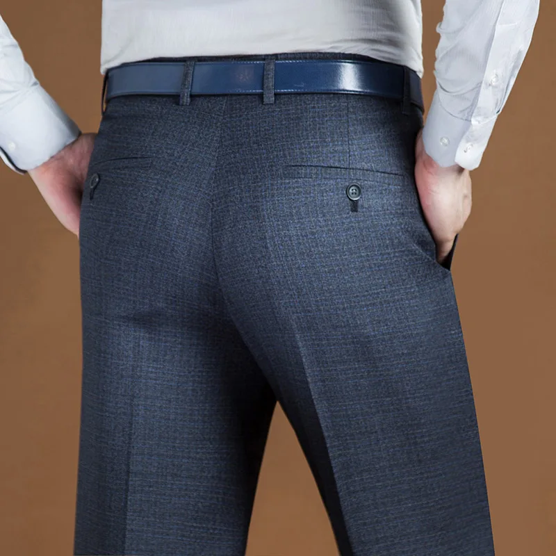 586 Mid Gray Pants Высокое качество, осенний стиль, мужской костюм, брюки, платье, мужские плоские деловые брюки, формальные классические офисные брюки для мужчин Clorhes - Цвет: 586 Mid Gray Pants