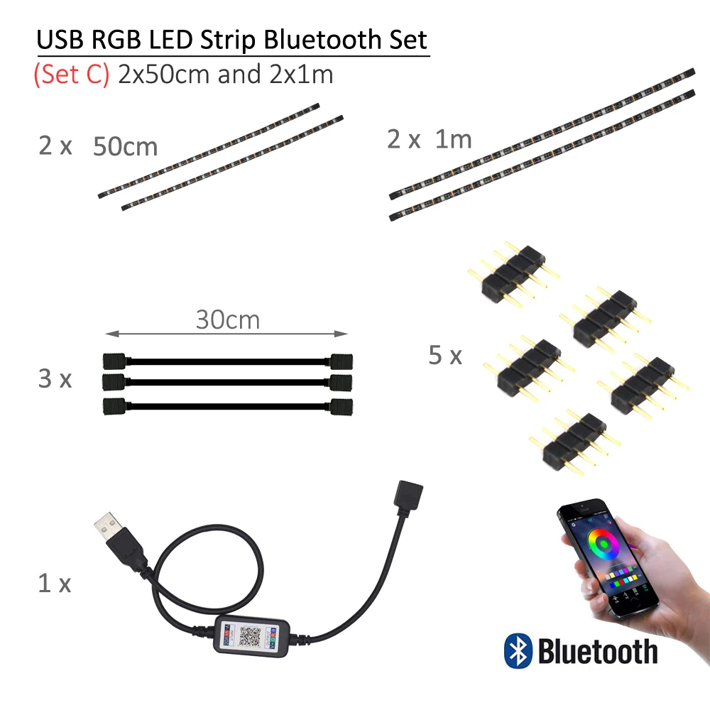 USB Светодиодные ленты Bluetooth 5V Тира (RGB) светодиодная лента SMD 5050 гибкая ТВ