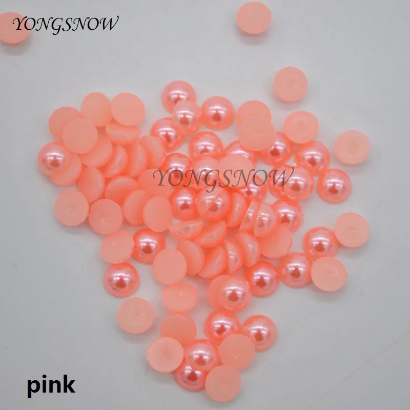 Pink 300 шт 6 мм полукруглые бусины имитация жемчуга с плоской задней стороной акриловые бусины Сделай Сам дизайн ногтей Наклейка ювелирные изделия Аксессуары для свадебного украшения - Цвет: Pink