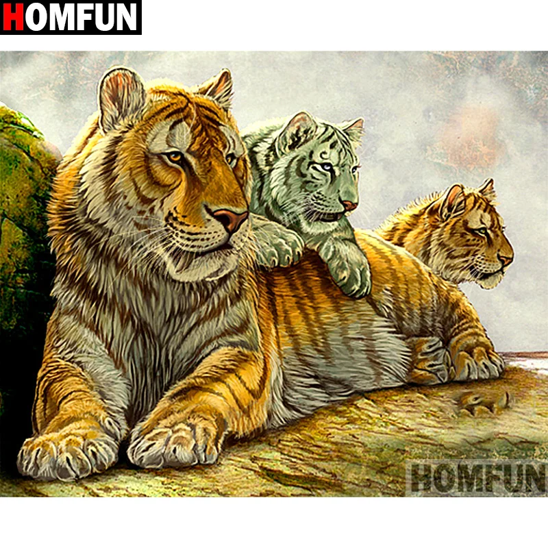 Алмазная 5D Вышивка HOMFUN A14414 Тигр картина сделай сам с полными