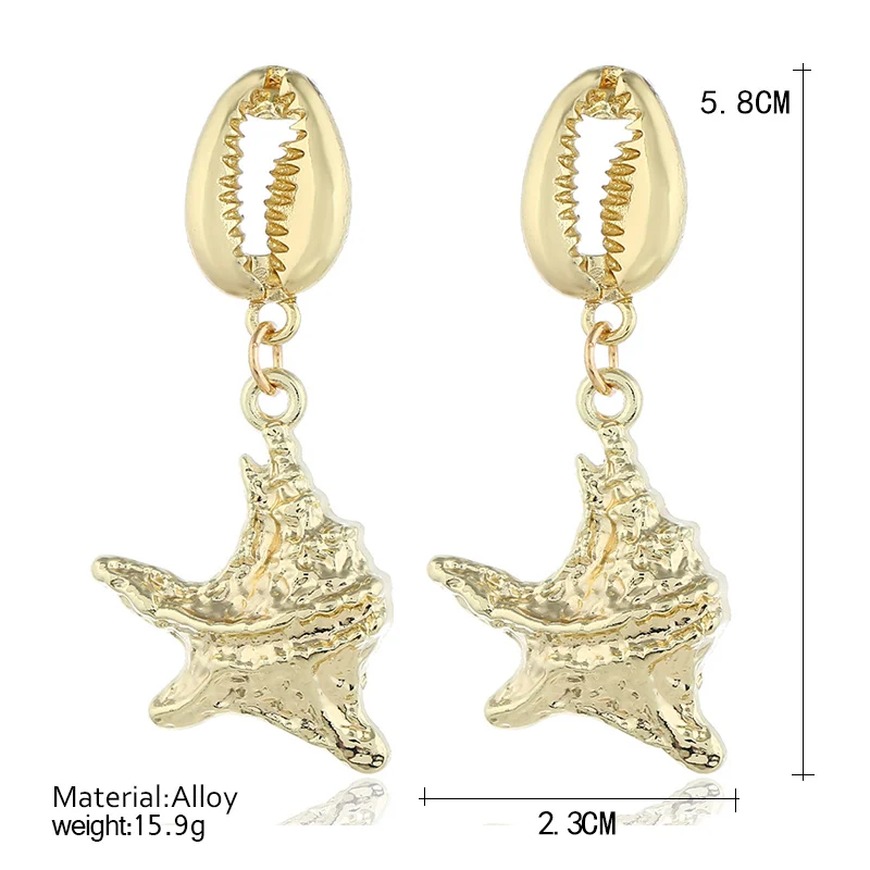 Женские серьги капельки ZOSHI большие круглые золотого цвета с раковиной в