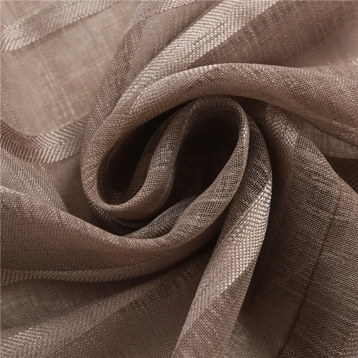 Brown ICECUR Brown/White/Cream All-match Stripe Sheer Modern Curtains For Living Room Tulle Curtain for Bedroom Kitchen Window Voile - Color: Brown