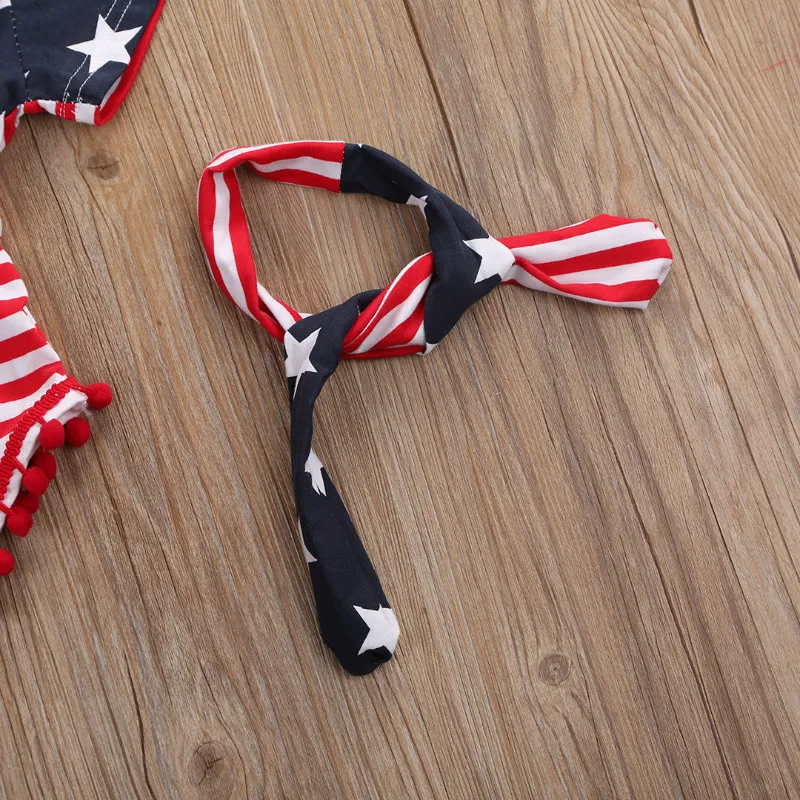 Pudcoco/боди с принтом американского флага для маленьких девочек хлопковые боди