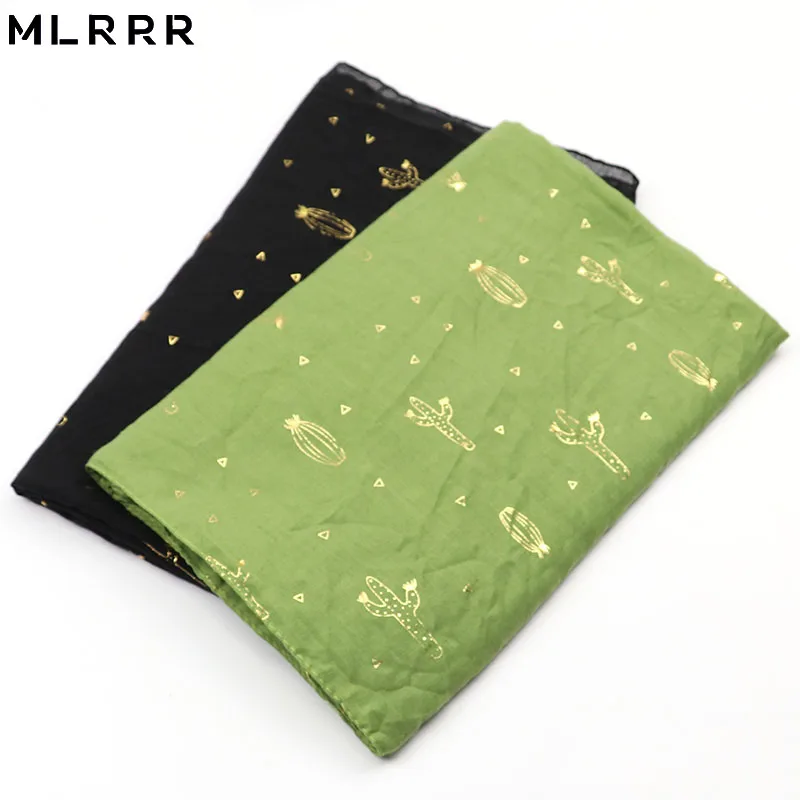 MLRRR Новая мода горячая Распродажа хлопок Принт кактус узор золотой длинный шарф