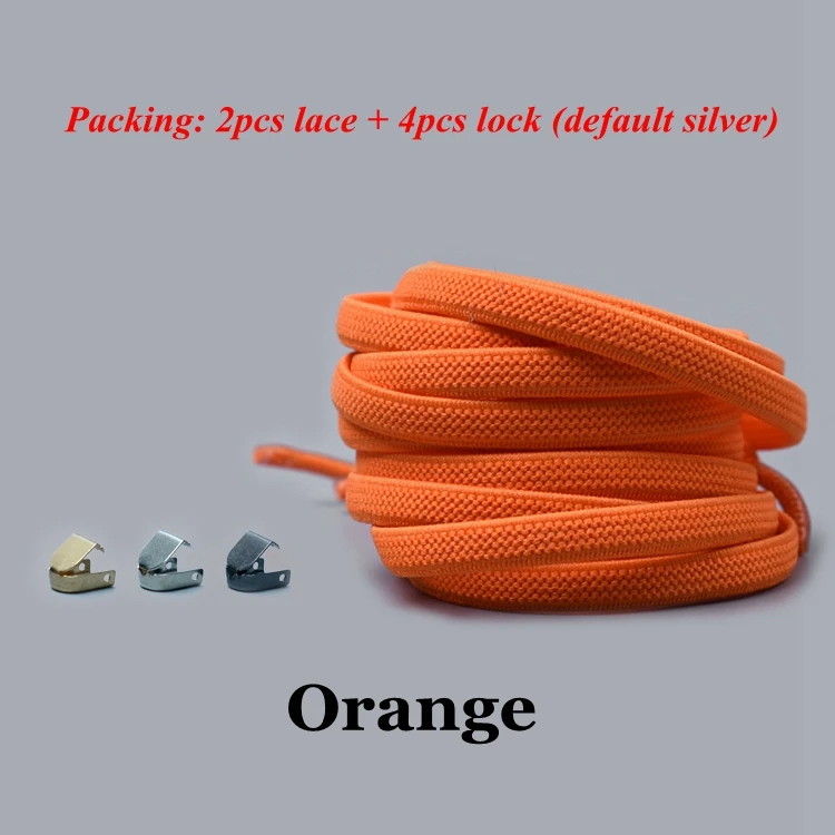 Orange 1 пара плоские эластичные фиксирующие шнурки без завязок шнурки для детей и взрослых кроссовки обувь кружева быстро ленивые Ботинки со шнурками - Цвет: Orange
