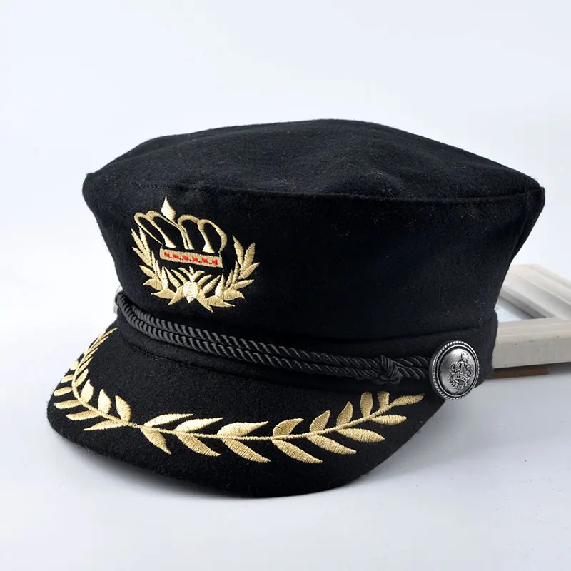 2016 весенний Модный берет Женская восьмиугольная кепка черная Шерстяная Newsboy для