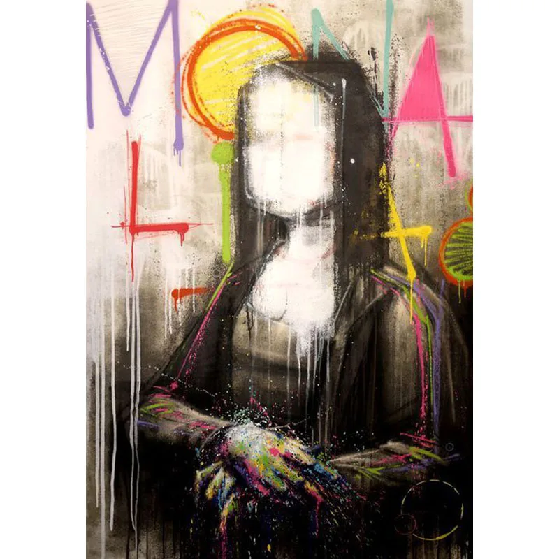 Ручная роспись маслом на холсте Мона Лиза граффити уличное искусство фрески поп