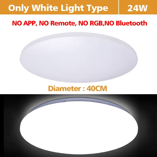 35CM 24W Cold White Светодиодный, современный, RGB, потолочный светильник светодиодный, Круглый, для зала, с креплением на поверхность, с дистанционным управлением, для гостиной, спальни, светильник, 220 В - Цвет корпуса: 35CM 24W Cold White