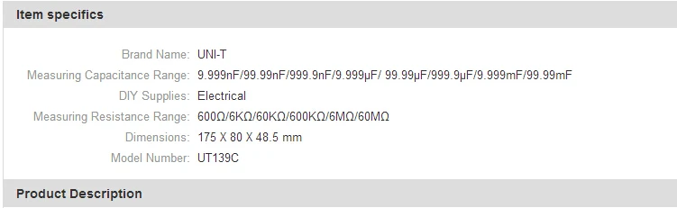 UNI-T UT139C UT-139C ЖК-Дисплей True RMS Электрический LCR метр Ручной тестер Multimetro Амперметр мультитестер