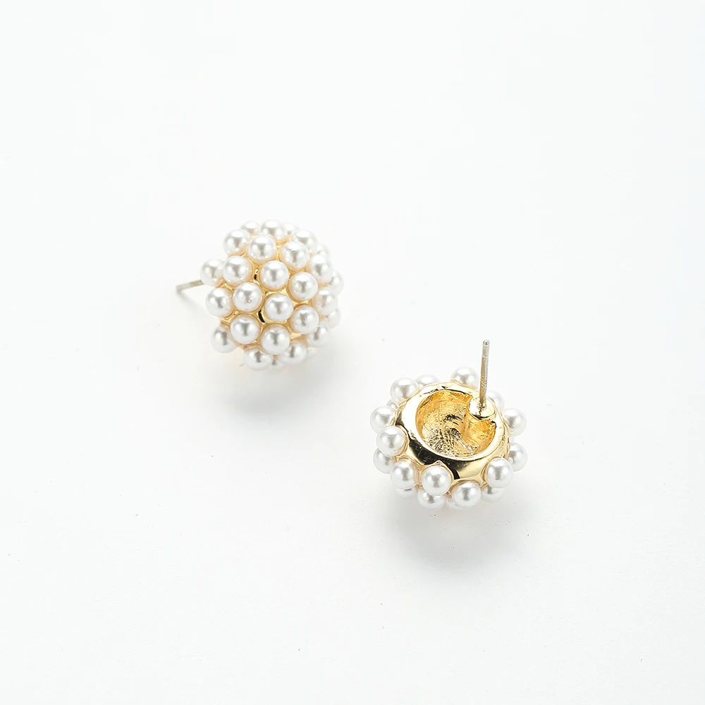 Женские серьги-гвоздики в форме шарика с жемчугом Корейском стиле офисные
