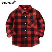 vidmid boys shirts for girls british plaid child shirts kids school blouse red tops clothes kids children plaid 12 years 6010 01