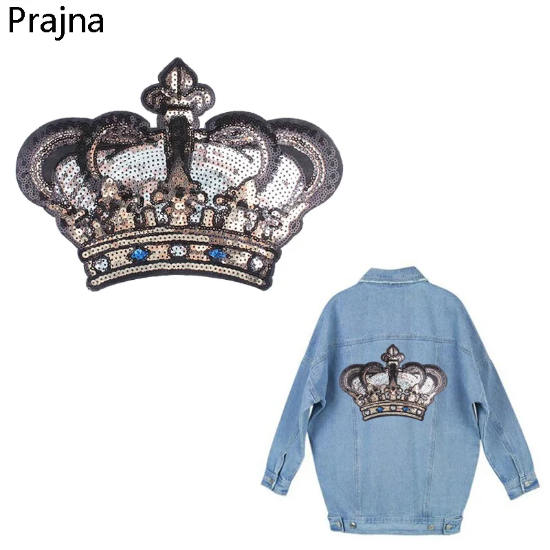 

Prajna Iron On Patches For Clothes Embroidery Sequin Patches Wings Crown Patch Badge Cartoon Stripe On Clothes Stickers Jacket