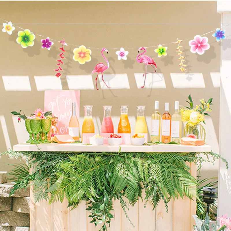 3 м Гавайская луауская гирлянда тропические листья баннер кокосовые венок для