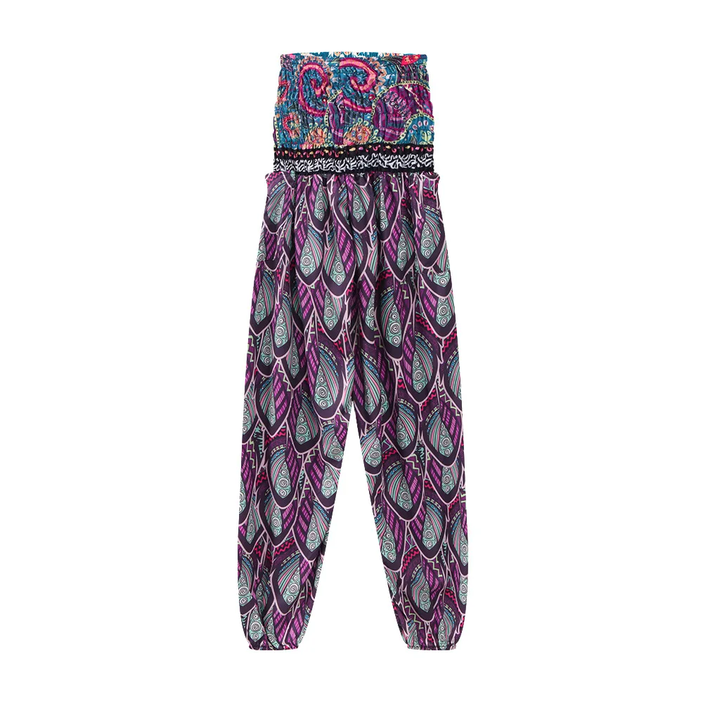 Богемный стиль быстросохнущие шифоновые женские леггинсы с принтом ручной