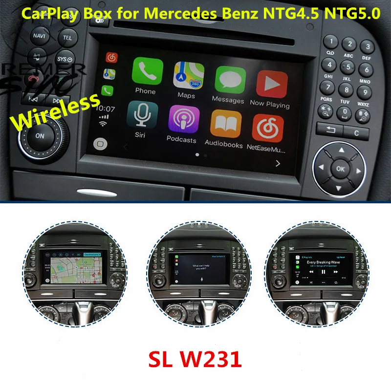 Aftermarket беспроводной смарт-бокс Carplay для Mercedes Benz CLW216 CLA W117 CLS W203 W218 NTG4.5 NTG5.0