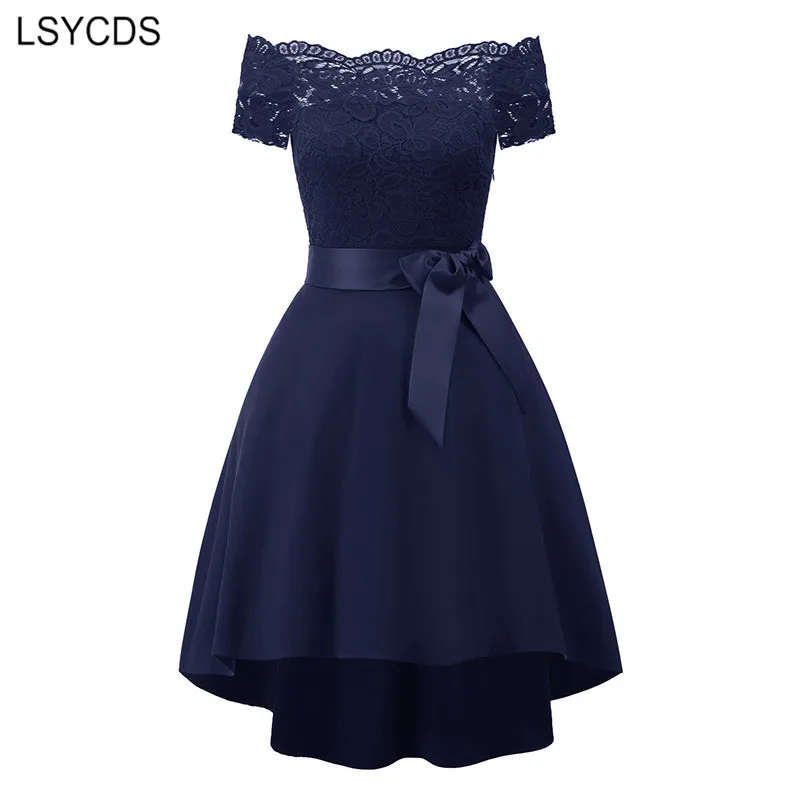 Женское платье с коротким рукавом LSYCDS 2XL винтажные вечерние кружевные мини
