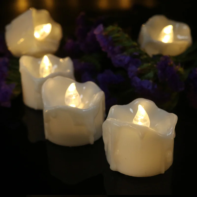 12 шт./упак. успокаивающее обету Свечи желтый мерцания LED Tealight с Таймер мигает fameless