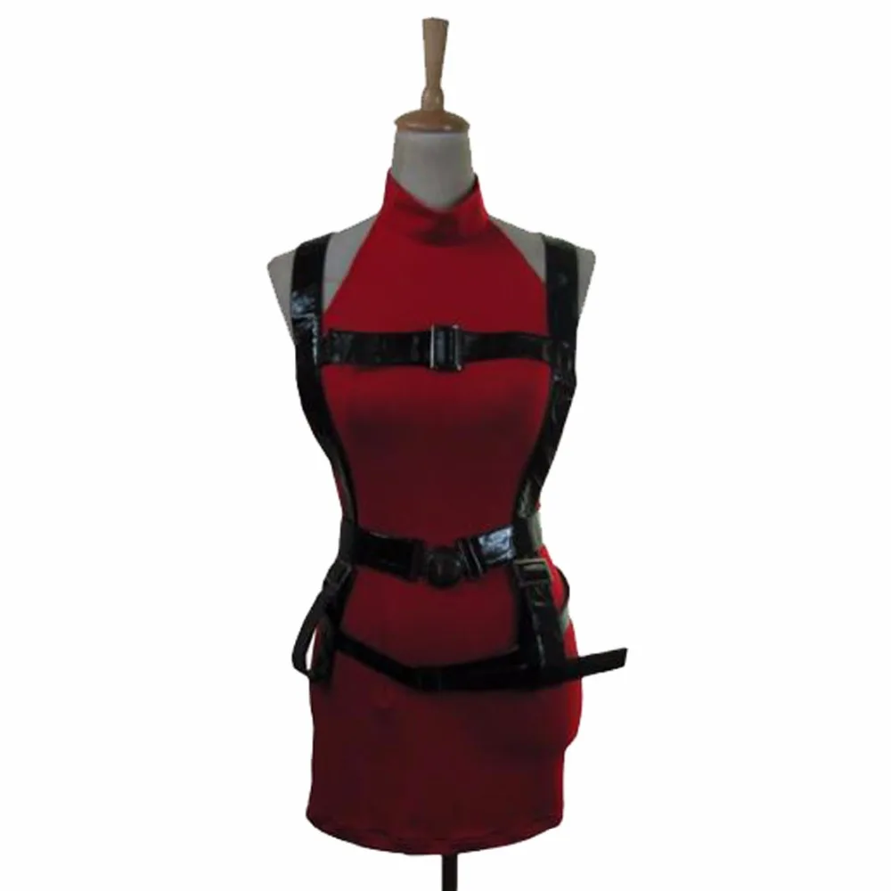 Ada Wong Red Cheongsam Qipao Cosplay Costume Custom Long Prom Dresses with Holster Sexy