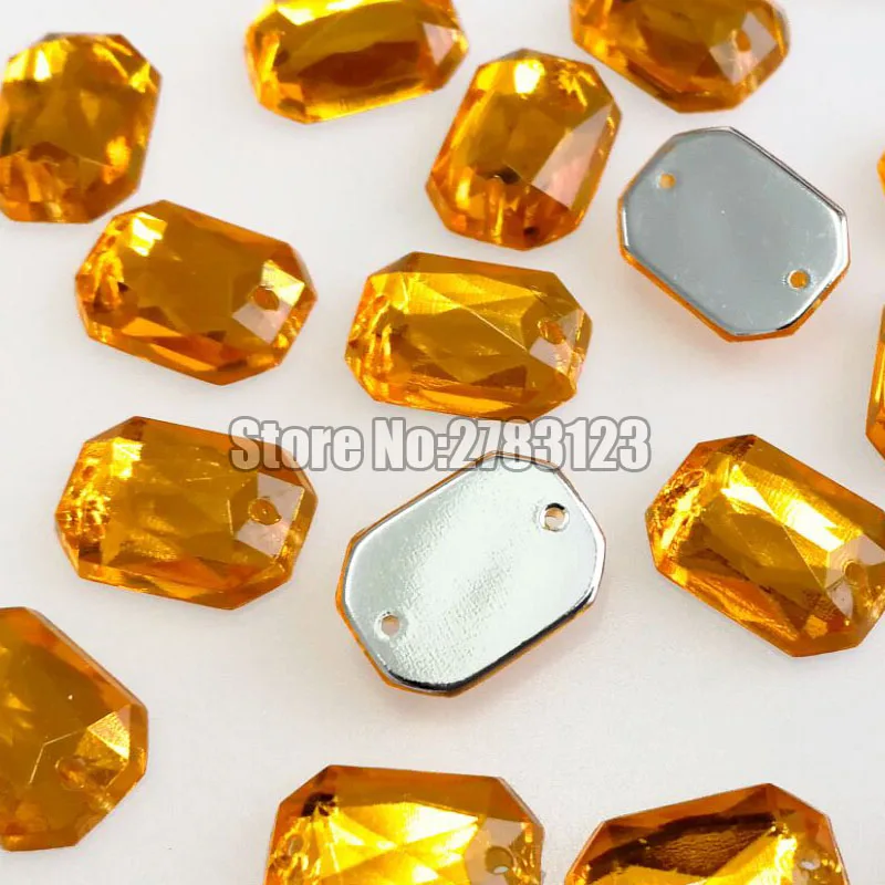 Golden yellow 50 шт. высококачественные акриловые пришивные стразы с двумя отверстиями, diy/аксессуары для одежды, 8x10 мм 10x14 мм 13x18 мм 18x25 мм - Цвет: Golden yellow