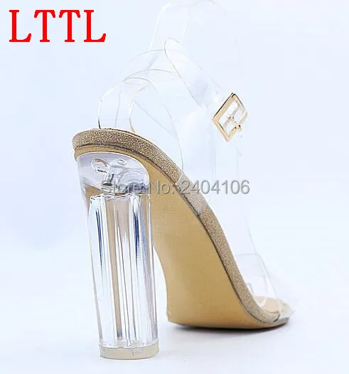 Ким Кардашьян ПВХ прозрачный ремешок на щиколотке женские сандалии высокий