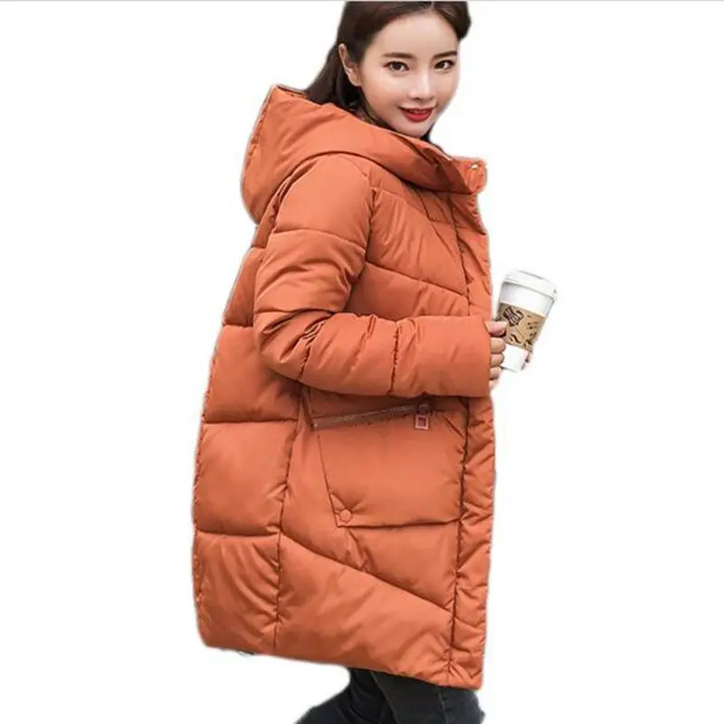 

2021 new Winter Warm Jacket Women Hooded Big Pockets Womens Loose Thick Cotton Padded Jackets Outwear Female long Coat Parka