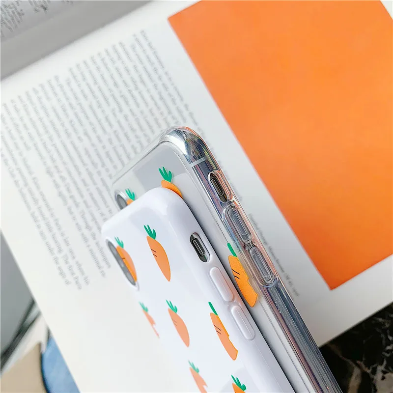 Carrot Phone Cases For iPhone 6 7 8 X XS max XR Case Soft Transparent Silicone Clear Back Cover 11 11pro case |