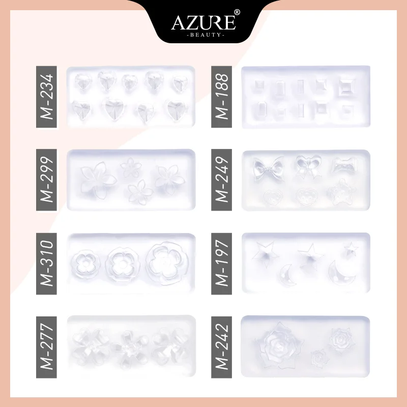 AZURE BEAUTY 1 шт. Пластиковая форма для штамповки ногтей Силиконовый мягкий цветочный