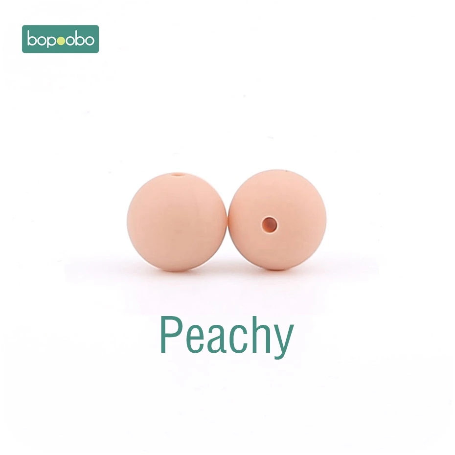 Peachy Bopoobo 100 шт Детские принадлежности для кормления Силиконовые Бусины Пищевой Прорезыватель DIY Ювелирный Браслет Детская Игрушка прорезыватель 15 мм - Цвет: Peachy
