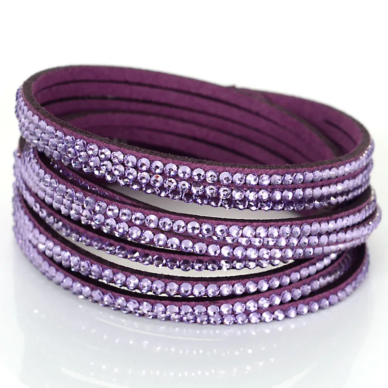 Многослойный женский замшевый браслет с двойной обмоткой украшенный