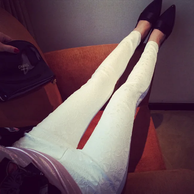 Летние женские облегающие кружевные Стрейчевые леггинсы с вышивкой узкие брюки