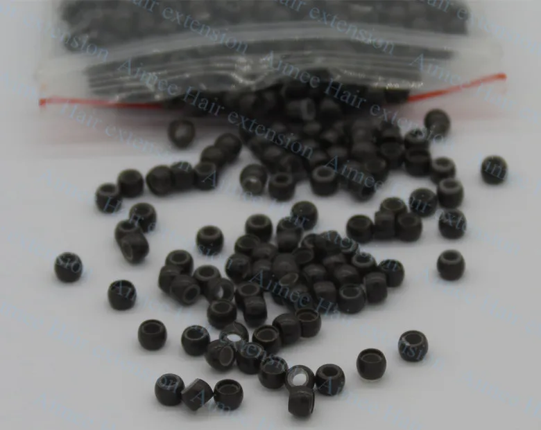 1000 шт./лот 3 # темно коричневое Силиконовое нано кольцо для наращивания волос