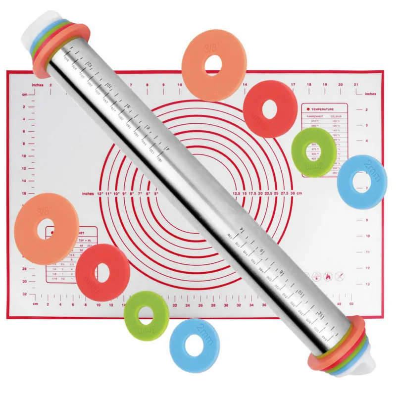 Регулируемая Скалка из нержавеющей стали силиконовый коврик для выпечки