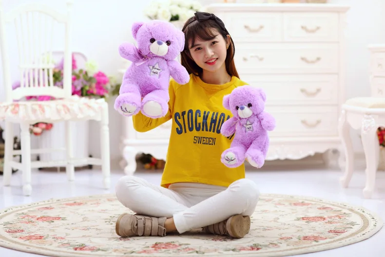 3 размера милая фотография фиолетовая плюшевый медведь игрушки мягкая кукла