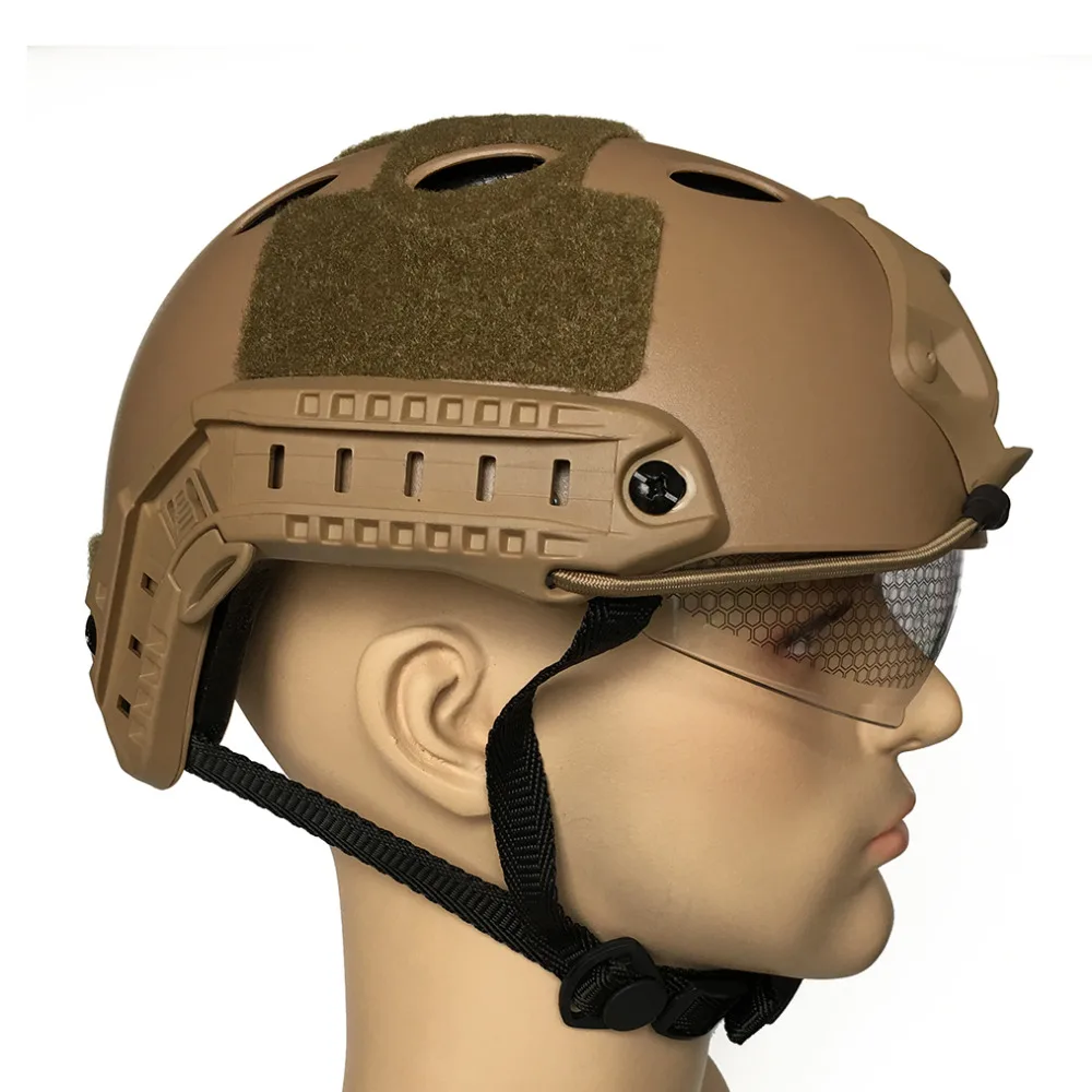 Быстрый Шлем с Goggle ABS пластиковые военные шлемы PJ стиль мотоциклетная велосипедная шляпа w/NVG Пейнтбол Wargame защитное снаряжение