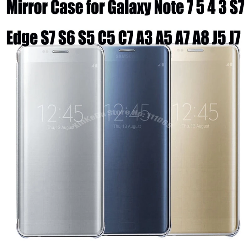 

10pcs S7 Edge Clear View Mirror Flip Cover Case Fundas for Samsung Galaxy Note 7 5 4 S7 S6 S5 C5 C7 J5 J7 A3 A5 A7 A8 oque Capa