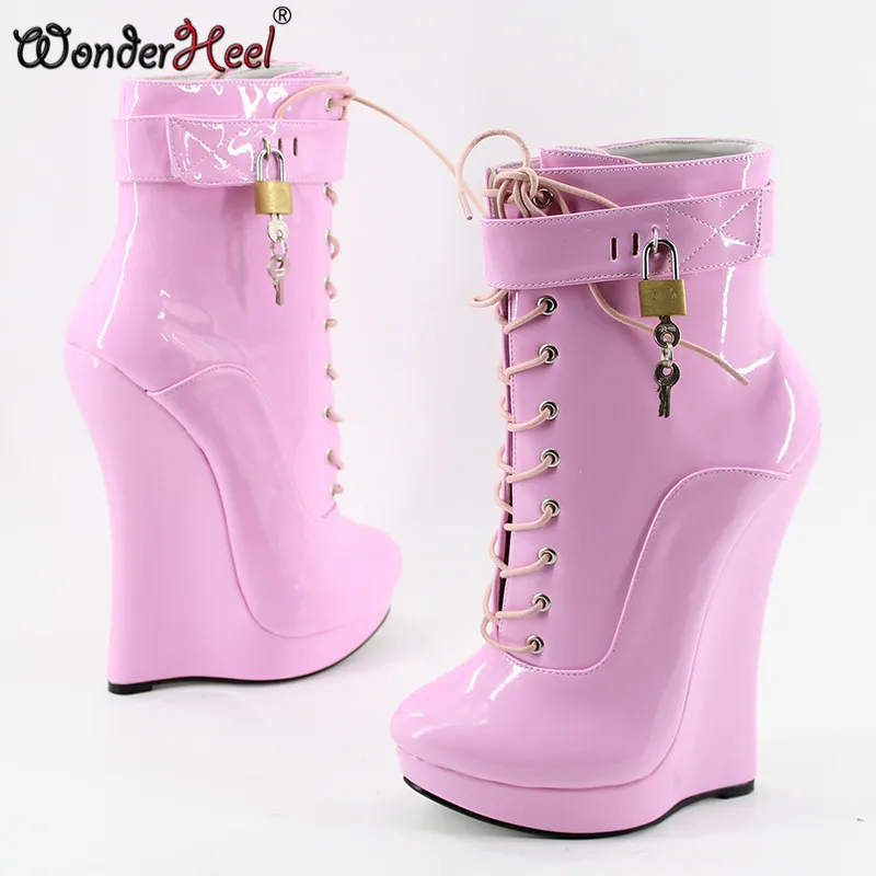 Wonderheel/Новые ботильоны из лакированной кожи на очень высоком каблуке 18 см и