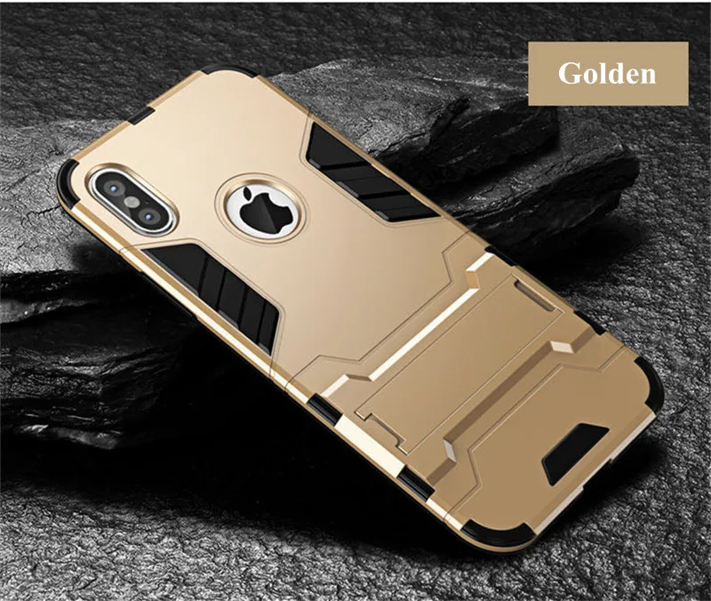 Чехлы для телефонов iPhone 5 5S 6 6 S Plus 7 8 Plus Гибридный противоударный Броня Прочный жесткий чехол для iPhone 8 X XR XS Max Stand Cover