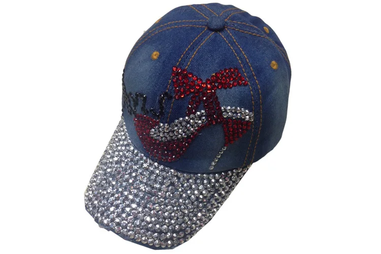 Красочные Стразы Снэпбэк кепки для женщин обувь на высоком каблуке модные