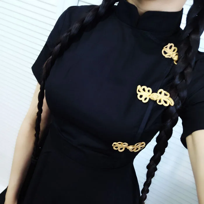 Винтажное готическое платье в стиле Харадзюку черное красное приталенное Ципао