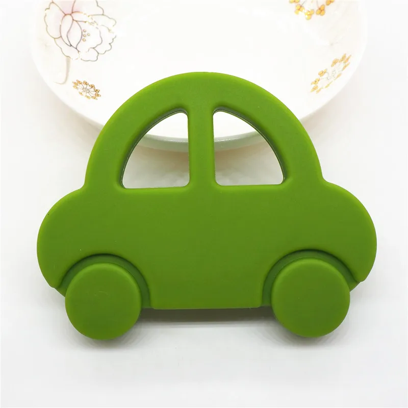Vivid Green Chengkai 2 шт BPA Бесплатно Силиконовый Прорезыватель Автомобиль DIY детский душ мультфильм пустышка Прорезыватель зубов кулон уход сенсорная Ювелирная игрушка - Цвет: Vivid Green