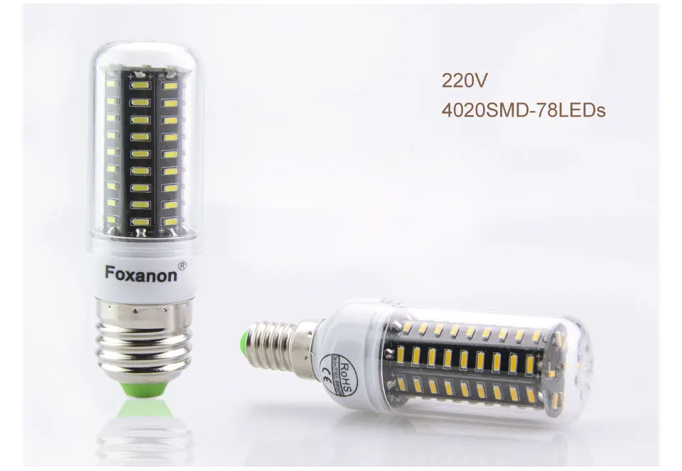 E27 светодиодный лампы 220V E14 светодиодный светильник SMD4020 38 55 78 88 140 светодиодный s кукурузы лампы, люстры для домашнего освещения Bombillas на холодную погоду; ампулы