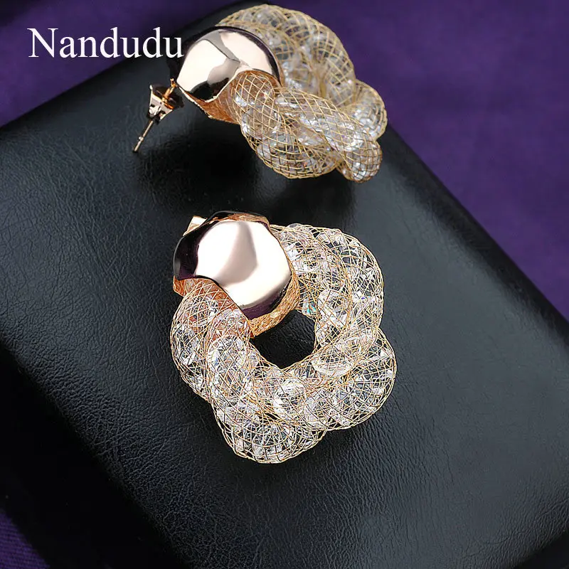 Nandudu модные ювелирные изделия серьги белый кристалл сетки популярные