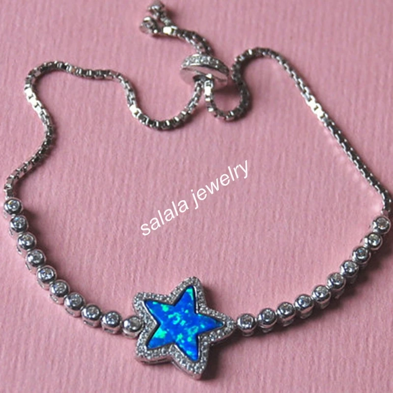 20 шт./лот роскошный 925 Silver Star опал браслет звезда с AAA CZ кубический цирконий |
