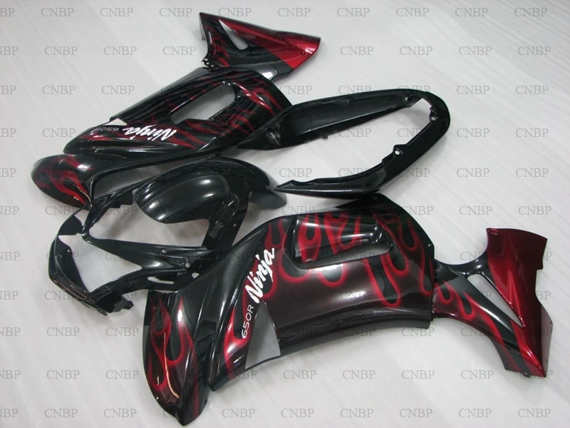 Обтекатели для Kawasaki ER 6F 06 07 2006 2008 с красным пламенем ER6F комплекты тела|Полные