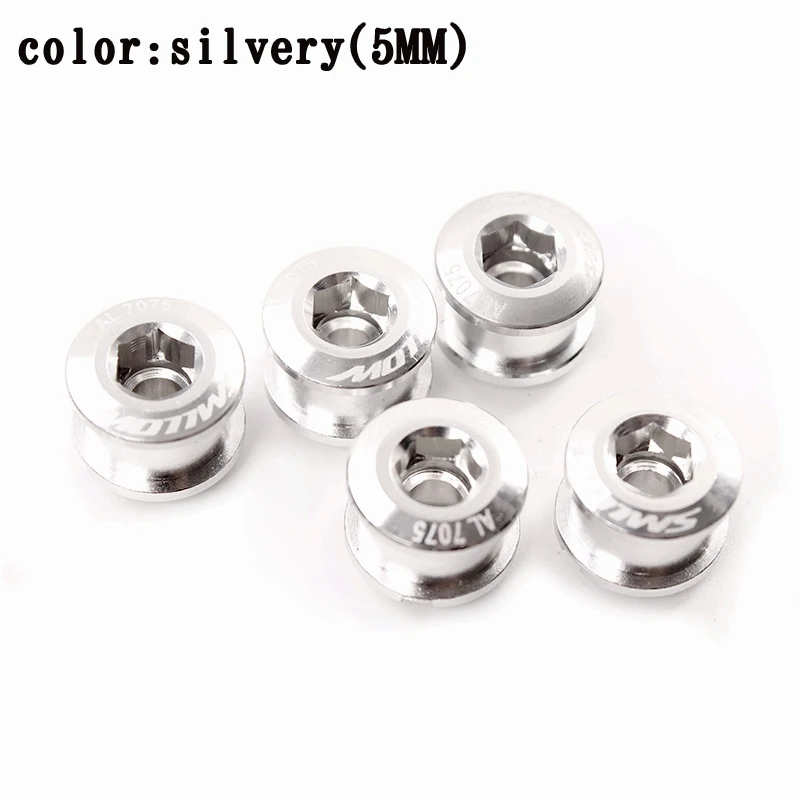 5pcs silver(5MM) 5 шт., винты для велосипедной цепи MTB, велосипедный велосипед M8, болты из сплава, одинарные/двойные зубные пластины, шурупы для ногтей, супер светильник, шатун, винт - Цвет: 5pcs silver(5MM)