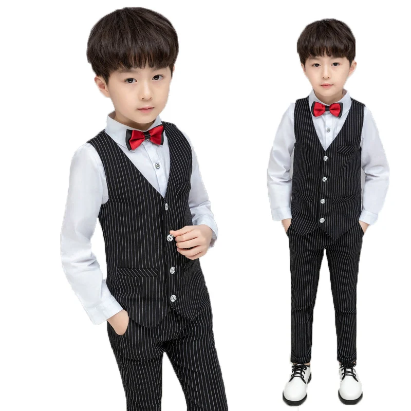 Формальный смокинг для мальчиков свадебные костюмы детский жилет брюки галстук 3